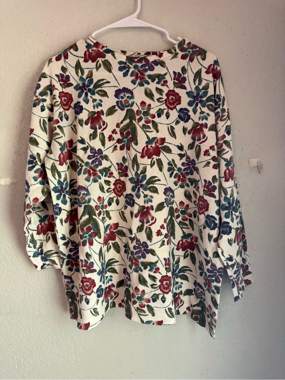 90s Vintage Floral Print Thermal Knit Top | Plus Size 20W / 40 CottageCore
